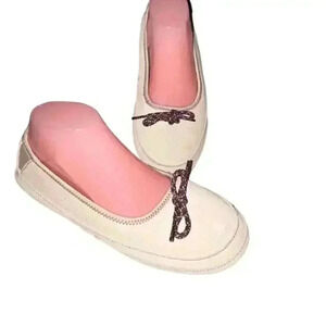 Women’s Tan L.L Bean‎ Fleece Lined Indoor/Outdoor Ballet Flat Slippers, NEW!! 8
